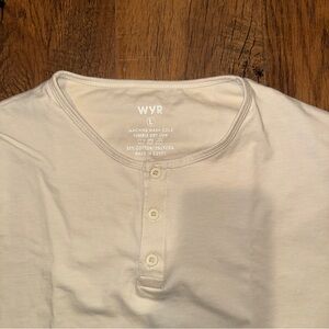 Cream Long Sleeve Henley Tee